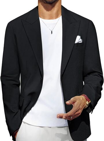 PJ PAUL JONES Blazer for Men Casual Cotton-Linen Sport Coat Lightweight 2 Button Lined Blazer Jacket in Kuwait