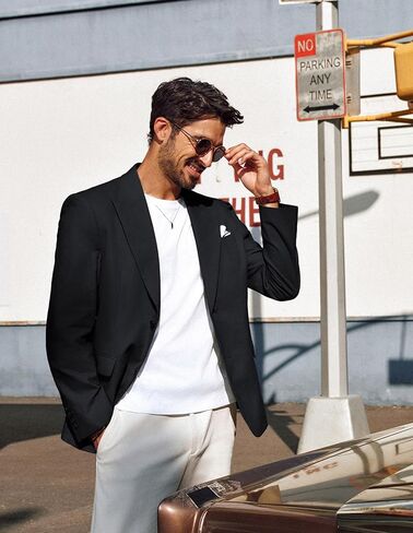 PJ PAUL JONES Blazer for Men Casual Cotton-Linen Sport Coat Lightweight 2 Button Lined Blazer Jacket in Kuwait