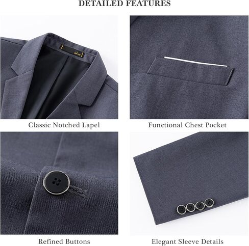 Mens Sport Coats and Blazers 5 Real Pockets Slim Fit Business Casual Men Suit Blazer Suit Jacket in Kuwait