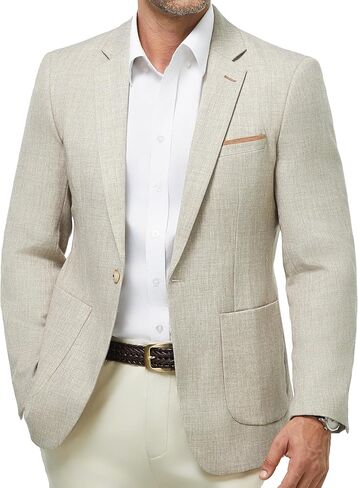 WULFUL Men's Sport Coats Blazers Linen Cotton Blazer Regular Fit One Button Suit Jacket with 2 Pockets in Kuwait