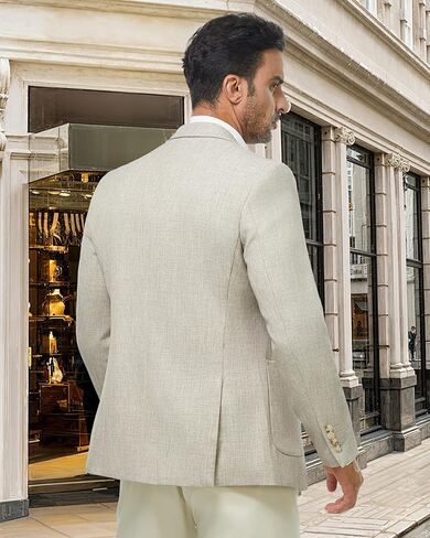 WULFUL Men's Sport Coats Blazers Linen Cotton Blazer Regular Fit One Button Suit Jacket with 2 Pockets in Kuwait