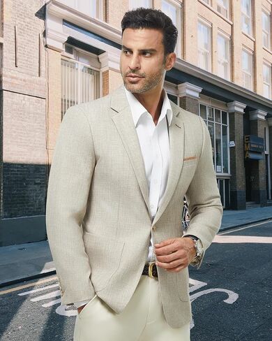 WULFUL Men's Sport Coats Blazers Linen Cotton Blazer Regular Fit One Button Suit Jacket with 2 Pockets in Kuwait