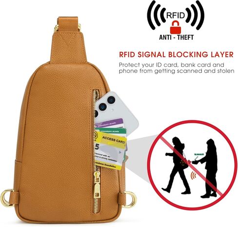 كيس حبال Kattee للنساء ، حزم الفاني الجلدية ، حقيبة صدر صغيرة مع حظر RFID ، البيج in Kuwait
