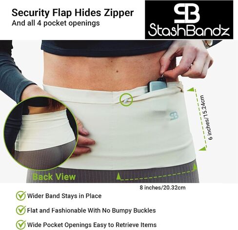 StashBandz Running Belt for Women & Men – Money Belt with 4 Large Secure Pockets (1 Zippered) | Fanny Pack & Phone Holder for Running, Travel, Hiking, and Workouts in Saudi Arabia