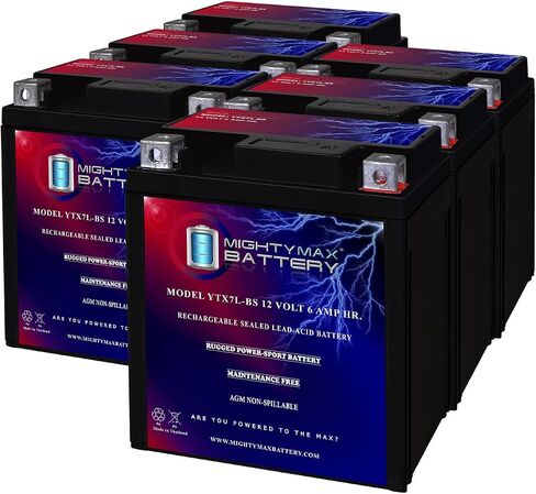 Mighty Max Battery YTX7L -BS -12 VOLT 6 AH ، 100 CCA ، صيانة قابلة لإعادة الشحن بطارية دراجة نارية AGM قابلة لإعادة الشحن in Kuwait
