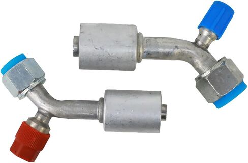 مجموعة تركيبات الهواء المكيف من الألومنيوم رقم 8 و #10 أنثى ، O-Ring 90 ° درجة R134A صمام الضغط العالي والمنخفض (90 درجة) in Kuwait