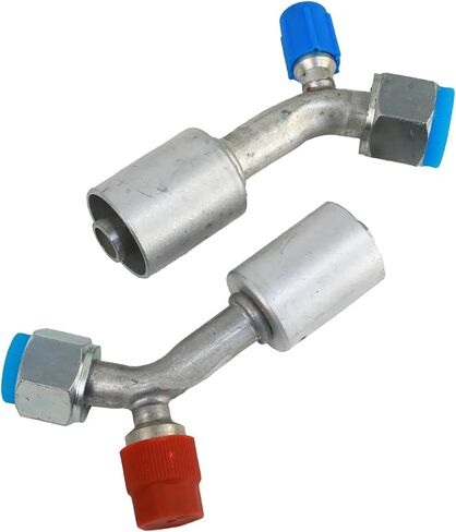 مجموعة تركيبات الهواء المكيف من الألومنيوم رقم 8 و #10 أنثى ، O-Ring 90 ° درجة R134A صمام الضغط العالي والمنخفض (90 درجة) in Kuwait
