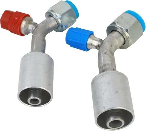 مجموعة تركيبات الهواء المكيف من الألومنيوم رقم 8 و #10 أنثى ، O-Ring 90 ° درجة R134A صمام الضغط العالي والمنخفض (90 درجة) in Kuwait