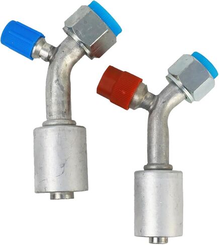 مجموعة تركيبات الهواء المكيف من الألومنيوم رقم 8 و #10 أنثى ، O-Ring 90 ° درجة R134A صمام الضغط العالي والمنخفض (90 درجة) in Kuwait