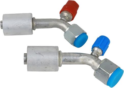 مجموعة تركيبات الهواء المكيف من الألومنيوم رقم 8 و #10 أنثى ، O-Ring 90 ° درجة R134A صمام الضغط العالي والمنخفض (90 درجة) in Kuwait