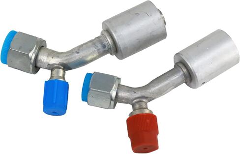 مجموعة تركيبات الهواء المكيف من الألومنيوم رقم 8 و #10 أنثى ، O-Ring 90 ° درجة R134A صمام الضغط العالي والمنخفض (90 درجة) in Kuwait