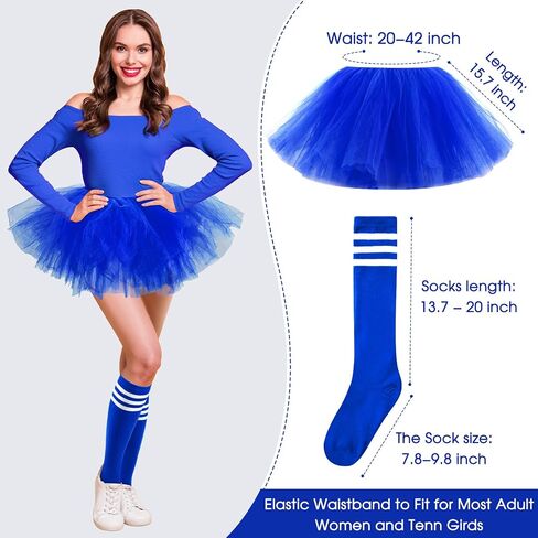 Zhanmai Tutu Skirt 5 Layered Tulle Tutu Skirt Princes Runners Costumes Tube Socks for Women Adult in Saudi Arabia