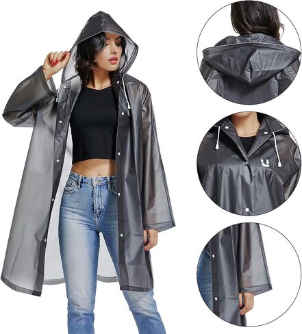 UNIQUEBELLA EVA Raincoat Waterproof Rain Poncho Reusable Unisex for Women Long Rain Cape in Saudi Arabia