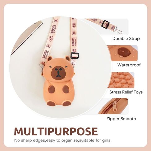 Mini Capybara Crossbody Bag Adjustable Shoulder Strap, Cute Capybara Stuff Coin Wallet Purse Pouch Shoulder Bag Money Bags in Saudi Arabia