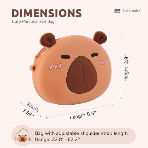 Mini Capybara Crossbody Bag Adjustable Shoulder Strap, Cute Capybara Stuff Coin Wallet Purse Pouch Shoulder Bag Money Bags in Saudi Arabia