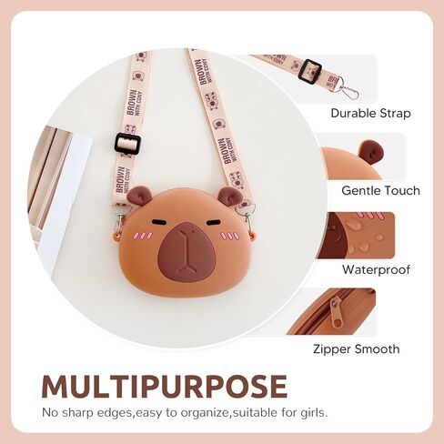 Mini Capybara Crossbody Bag Adjustable Shoulder Strap, Cute Capybara Stuff Coin Wallet Purse Pouch Shoulder Bag Money Bags in Saudi Arabia