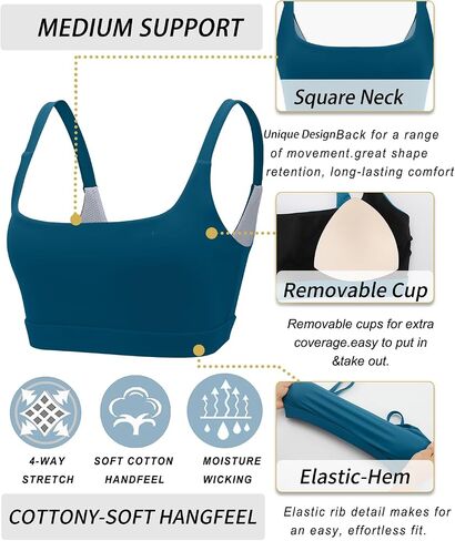 RUNNING GIRL Sports Bras for Women,Square Neck Sports Bra High Support Yoga Bra Workout Crop Top with Built in Bra in Saudi Arabia