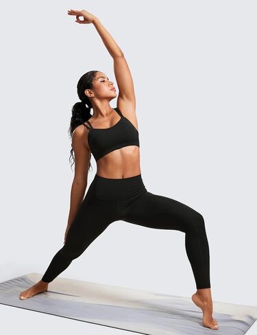 CRZ YOGA Softness Mold Butterluxe V Neck Sports Bras for Women - Workout Top Double Spaghetti Straps Wireless Yoga Clothes in Saudi Arabia