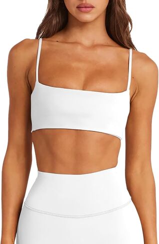 Laslulu Womens Spaghetti Artraps Sports Bra Square Dequ in Kuwait