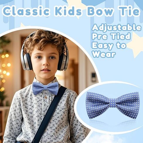 Bow Ties for Boys Pre-tied Kids Bow Tie Adjustable Polka Dot Bow Tie for Boys Girls Wedding Party Graduation in Kuwait