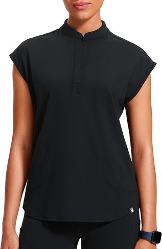 قمم فرك 4 اتجاهين للنساء - 2 جيوب من طوق الماندرين قميص تنحنح القمصان الطبي القمصان in Kuwait