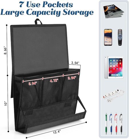 Bedside Storage Organizer with Power Strip Holder and Adjustable Straps Bed Hanging Bag for Home Bunk Bed Dorm Sofa (Light Gray) in Saudi Arabia