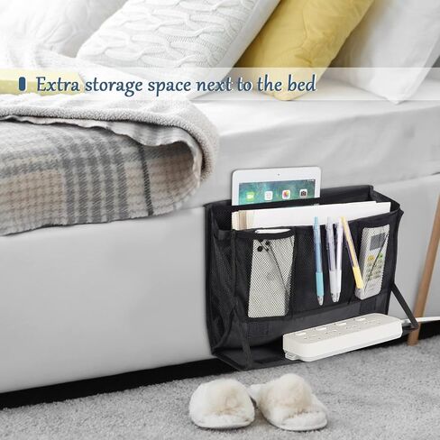 Bedside Storage Organizer with Power Strip Holder and Adjustable Straps Bed Hanging Bag for Home Bunk Bed Dorm Sofa (Light Gray) in Saudi Arabia