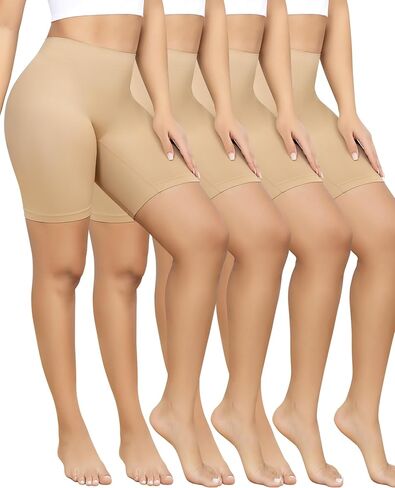 yeblues 4 حزمة سروال شورت للفساتين تحت فساتين مضادة للملابس الداخلية سلسة مريحة ناعمة يوجا راكب الدراجة النارية in Kuwait