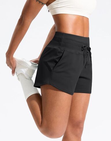 Soothfeel Women's Athletic Running Shorts with Pockets 3.5" Quick Dry High Waisted Workout Active Gym Shorts for Women in Kuwait
