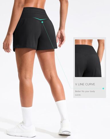 Soothfeel Women's Athletic Running Shorts with Pockets 3.5" Quick Dry High Waisted Workout Active Gym Shorts for Women in Kuwait