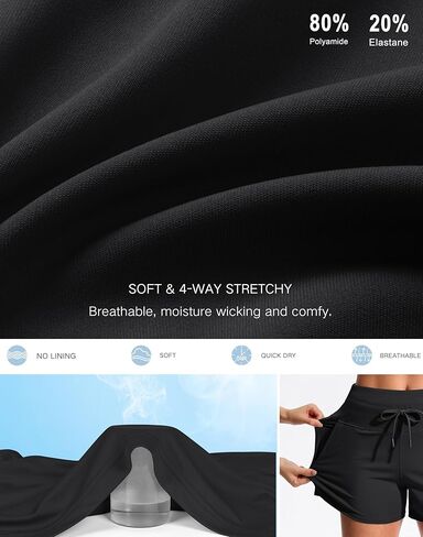 Soothfeel Women's Athletic Running Shorts with Pockets 3.5" Quick Dry High Waisted Workout Active Gym Shorts for Women in Kuwait