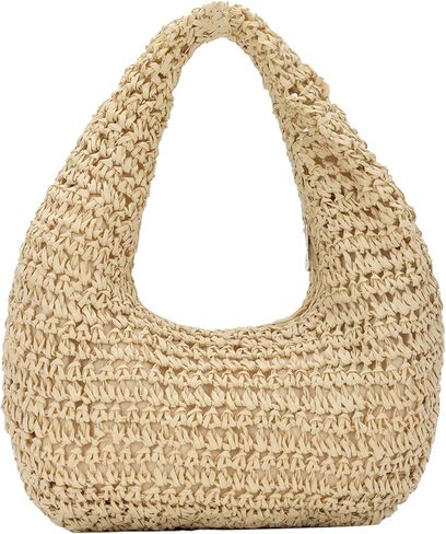 GOKTOW Crescent Straw Handbag for Women,Summer Raffia Beach Purse Tote Hobo Bag 2025 in Kuwait