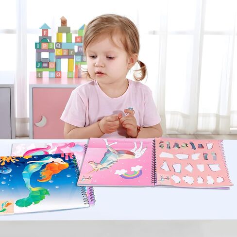 90shine 2PCS كتب ملصقات للأطفال الذين تتراوح أعمارهم بين 4-8 ديناصور تصاميم الفضاء هدية حفلة إنشاء 22 صورة in Kuwait
