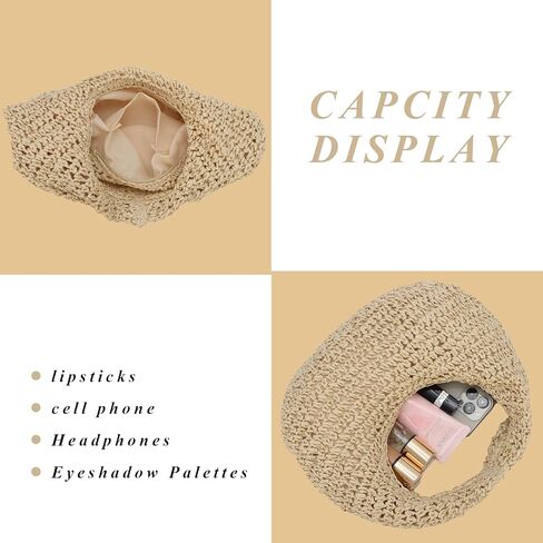 GOKTOW Crescent Straw Handbag for Women,Summer Raffia Beach Purse Tote Hobo Bag 2025 in Kuwait