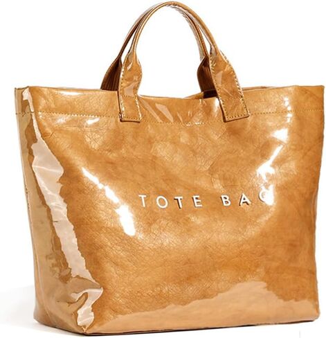 Women's Large PVC Tote Bag Letters Print Handbags Kraft Paper Shoulder Bag Clear Shopping Hobo Bag in Kuwait