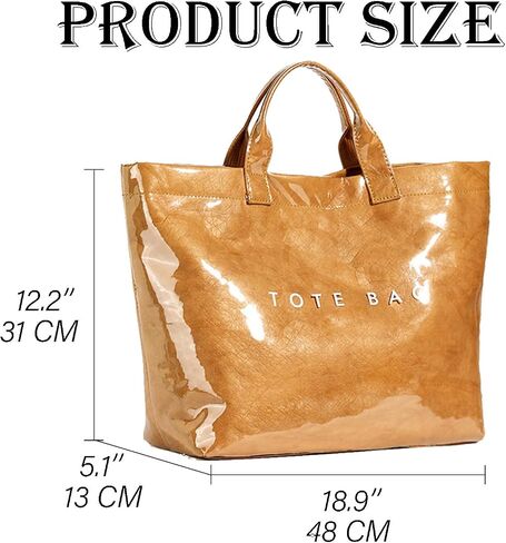 Women's Large PVC Tote Bag Letters Print Handbags Kraft Paper Shoulder Bag Clear Shopping Hobo Bag in Kuwait