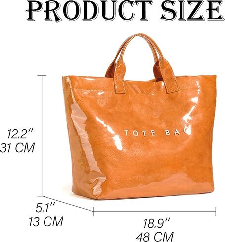 Women's Large PVC Tote Bag Letters Print Handbags Kraft Paper Shoulder Bag Clear Shopping Hobo Bag in Kuwait