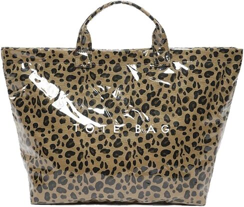 Women's Large PVC Tote Bag Letters Print Handbags Kraft Paper Shoulder Bag Clear Shopping Hobo Bag in Kuwait