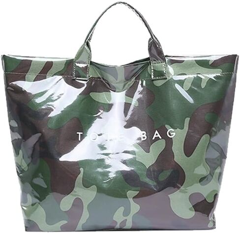 Women's Large PVC Tote Bag Letters Print Handbags Kraft Paper Shoulder Bag Clear Shopping Hobo Bag in Kuwait