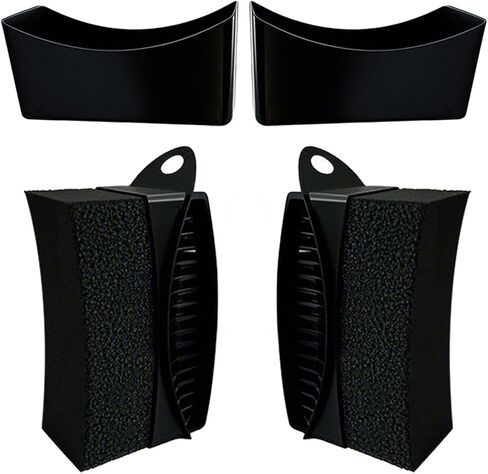 2 Pack Tire Shine Applicator Pads, Reusable Tire Dressing Applicator Sponge, Curved Tire Gel Applicator Forms with Lid, Black Tire Applicator Pads for Car Cleaning Detailing in Kuwait