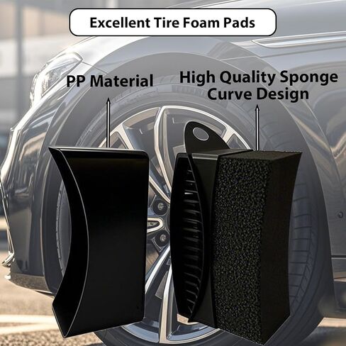 2 Pack Tire Shine Applicator Pads, Reusable Tire Dressing Applicator Sponge, Curved Tire Gel Applicator Forms with Lid, Black Tire Applicator Pads for Car Cleaning Detailing in Kuwait