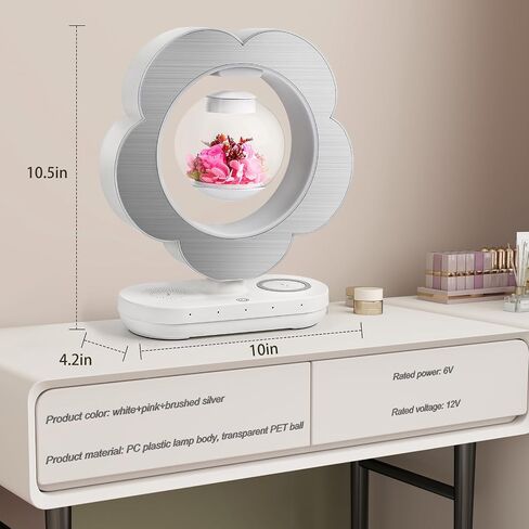 LoveLin Magnetic Levitation Circle Table Lamp with Bluetooth Speaker,5W Led Night Light,Three Variable Color,Automatic Rotating Preserved Flowers Creative Gifts Home Office Ornament Rotundity Layout in Saudi Arabia