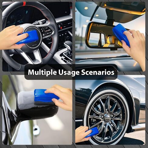 2 Pack Tire Shine Applicator Pads, Reusable Tire Dressing Applicator Sponge, Curved Tire Gel Applicator Forms with Lid, Black Tire Applicator Pads for Car Cleaning Detailing in Kuwait