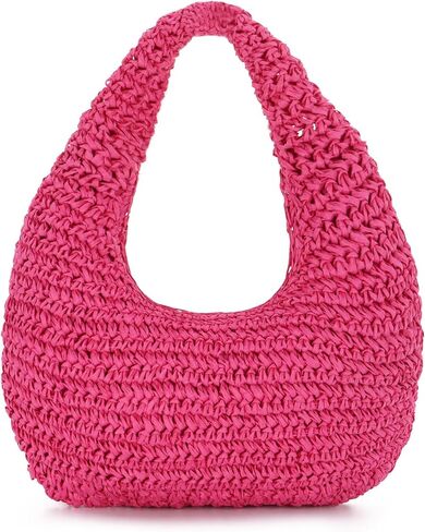 حقيبة يد Goktow Crescent Straw للنساء ، Summer Raffia Beach Pres in Kuwait