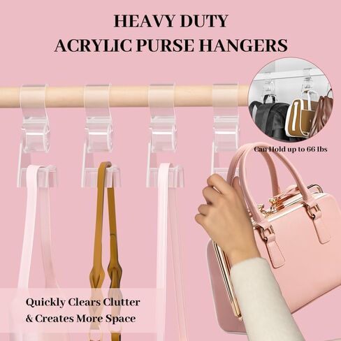 Purse Hanger for Closet 6Pcs New Luxury Acrylic Purse Bag Hanger Closet, Handbag Organizer Hooks for Hanging Bags & Purses, Protecting Bag Shape & Organizing Space (Clear) in Kuwait