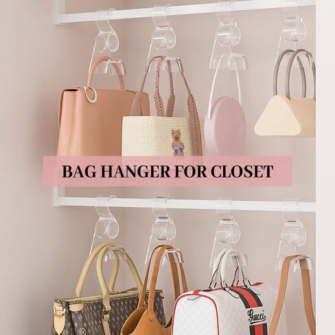 Purse Hanger for Closet 6Pcs New Luxury Acrylic Purse Bag Hanger Closet, Handbag Organizer Hooks for Hanging Bags & Purses, Protecting Bag Shape & Organizing Space (Clear) in Kuwait
