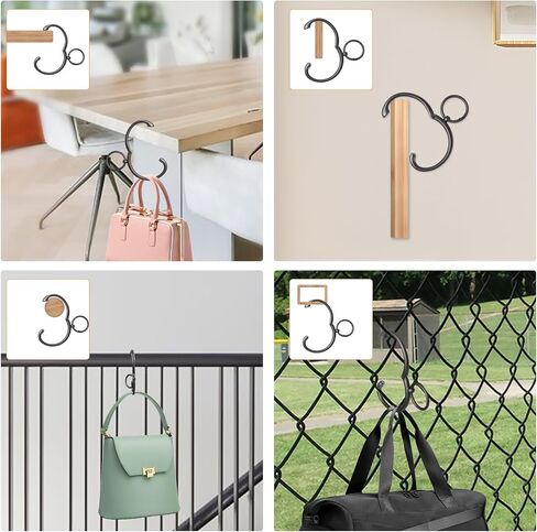 Purse Hook for Table 2-in-1 Anti Slip Purse Hook, Table Purse Hook with Gift Box, Heavy Duty Bag Hook Available for Women and Men Gifts (Black) in Kuwait