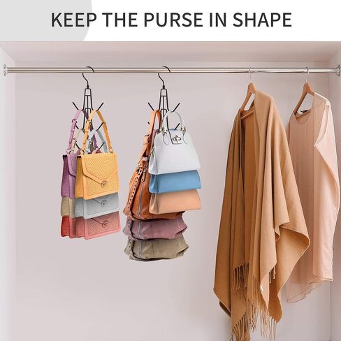 Purse Hanger for Closet, Rotatable Purse Organizer Bag Hanger Purse Hook, Space Saving Closet Organizers and Storage for Purses, Bags, Backpacks, Handbags, Black in Saudi Arabia
