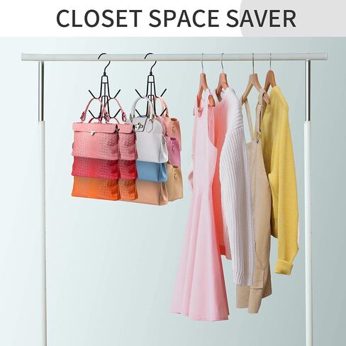 Purse Hanger for Closet, Rotatable Purse Organizer Bag Hanger Purse Hook, Space Saving Closet Organizers and Storage for Purses, Bags, Backpacks, Handbags, Black in Saudi Arabia