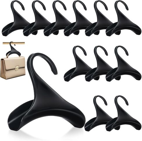 Bag Hanger, 12 Pcs Black Purse Hangers for Closet, Handbag Hangers for Closet, Handbag Organizer Hooks, Bag Organizer Hanging Hooks for Backpacks Satchels Tote Bag Home Storage (Black) in Saudi Arabia